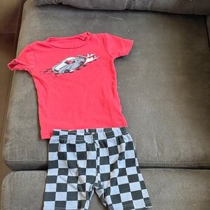 Kids Racing Car Pajama Set - Red and Black